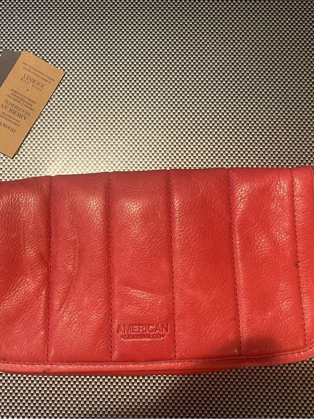 American Leather Red Quilted Leather Wristlet
